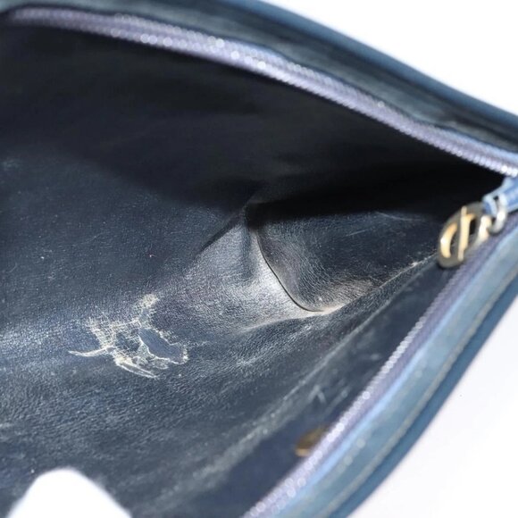 Christian Dior Trotter Canvas Shoulder Bag Navy Gold Auth 141703 - Picture 12 of 16